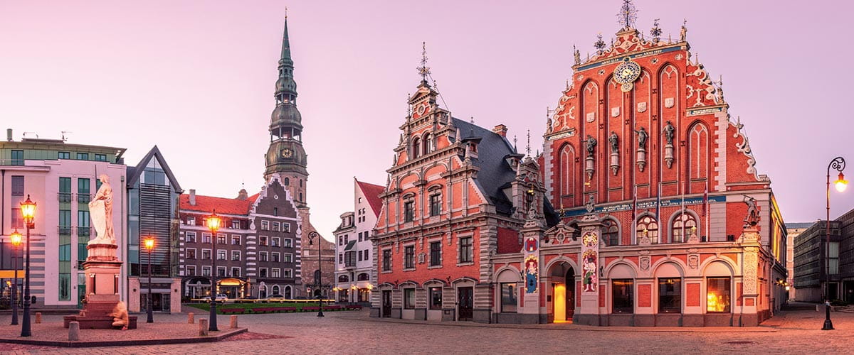Riga's Old Town at dusk, Latvia